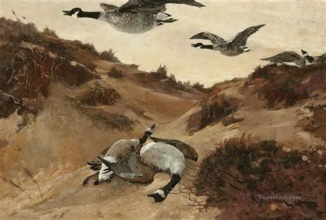 Winslow Homer Wild Geese In Flight Birds Painting In Oil For Sale