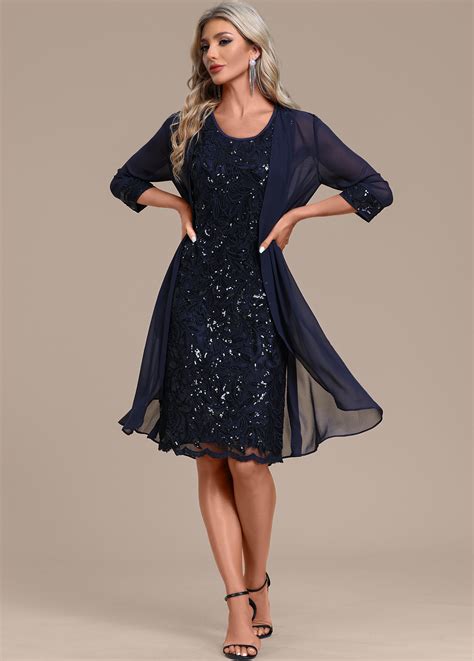 ROTITA Sequin Navy Round Neck Shift Dress And Cardigan Rotita