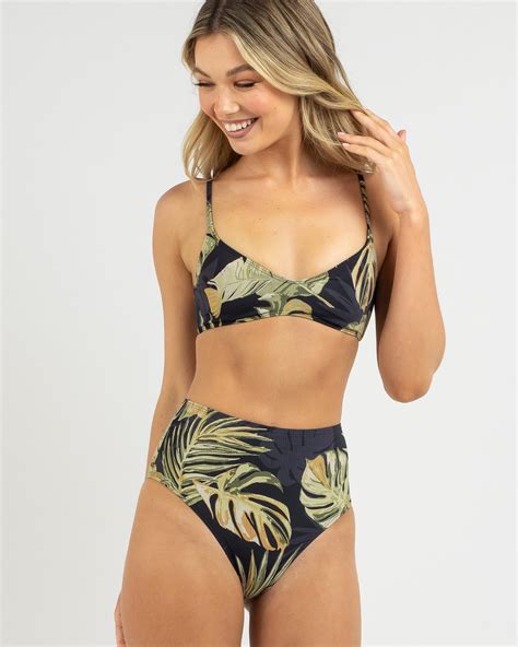 Shop Billabong Tropicana Retro High Waisted Bikini Bottom In Black