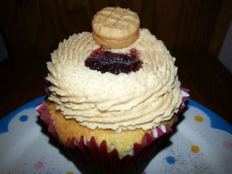 Peanut Butter And Jelly Cupcake Filled With Strawberry Jam And Cream