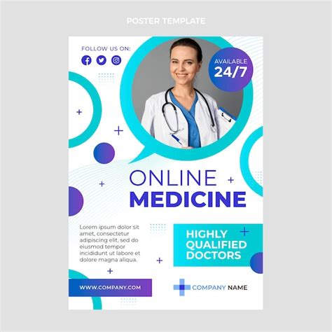 Plantilla de póster de medicina en línea gradiente Vector Gratis