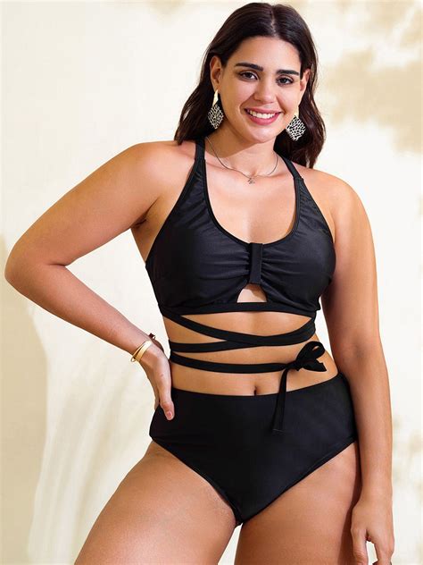 Buy Plus Curvves Plus Size With Adjustable Straps Bikini Swim Set Swimwear For Women