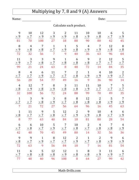 Free Multiplication Worksheet 7s And 8s Free Worksheets Worksheets Library