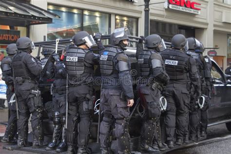 Portland Police In Riot Gear N17 Protest Editorial Stock Image Image