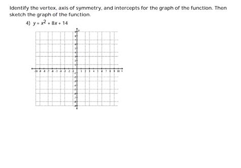 Solved Identify The Vertex Axis Of Symmetry And Intercepts