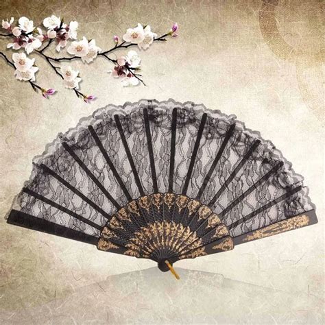 Lace Hand Fan Bamboo Chinese Wedding Favors Silk Vintage Folding Cherry