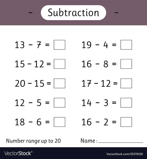 Subtracting From Worksheets