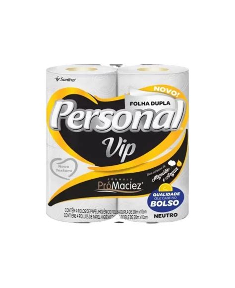 PAPEL HIGIENICO PERSONAL VIP FOLHA DUPLA NEUTRO 20M C 4 ROLOS