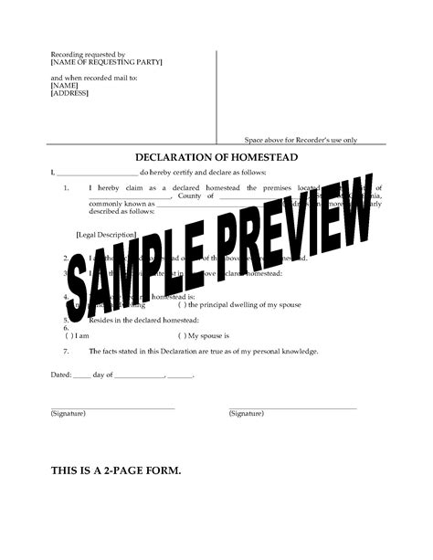 California Homestead Declaration Form For Single Person Legal Forms