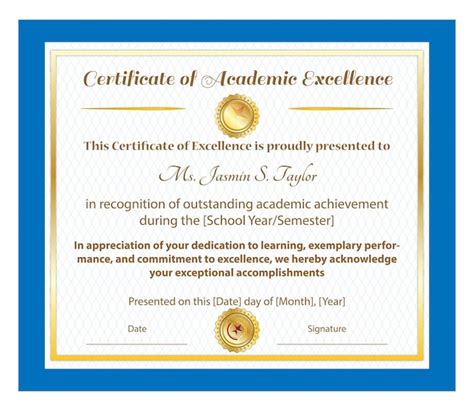 Premium Vector Horizontal Certificate Of Academic Excellence Design