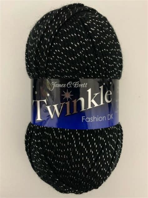 James C Brett Dk Twinkle Sparkly Glitter Wool Yarn 100 Grams Black