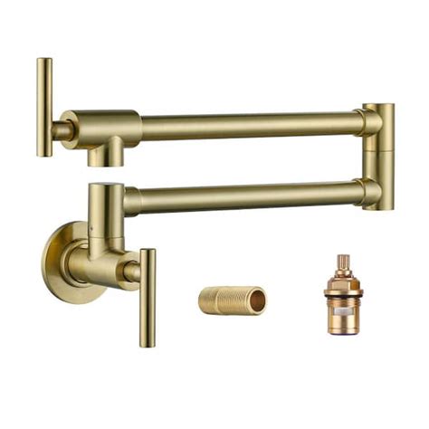 Iviga Contemporary Wall Mounted Pot Filler With 2 Handles In Gold Vsk12g The Home Depot