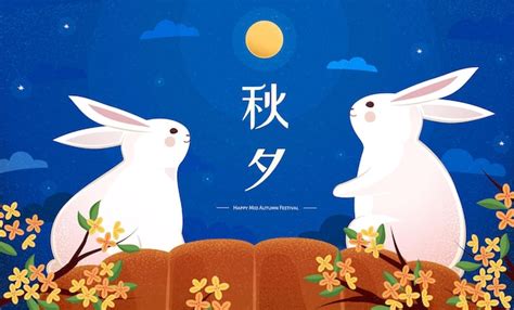 Premium Vector Rabbits Enjoying Moon Together In Paper Art Style