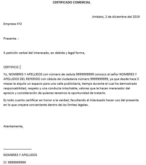 Certificado Comercial Ecuador Trámites Públicos Ecuador