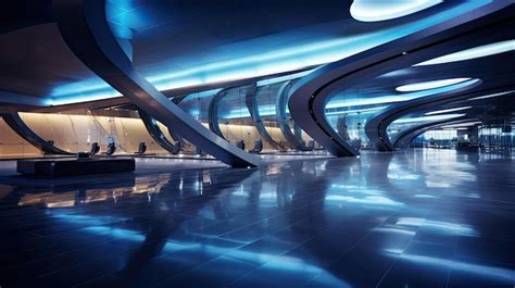 Premium Ai Image A Photo Of A Futuristic Airport Terminal With Sleek