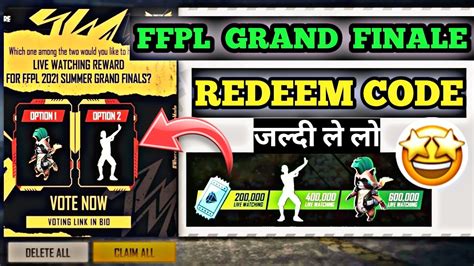 Ffpl Grand Finale Redeem Code Free Fire Redeem Code Today Ffpl Live