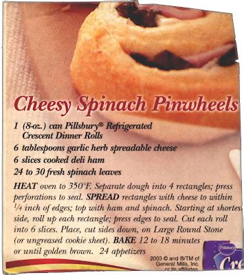 Memere's Favorite Recipes: Cheesy Spinach Pinwheels