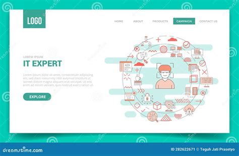 It Expert Concept With Circle Icon For Website Template Or Landing Page