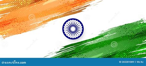 India Flag Background With Brush Style And Halftone Effect Indian Tricolor National Flag