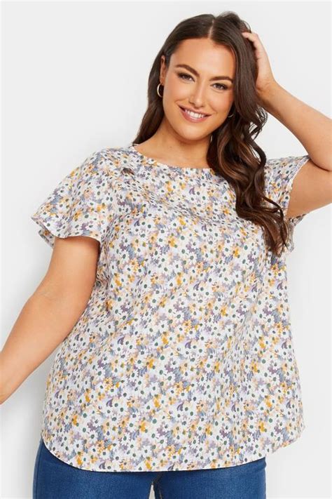 Yours Plus Size White Floral Print Peplum Blouse Yours Clothing