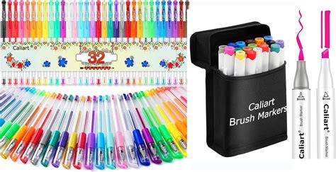 Amazon Caliart 32 Color Gel Pens 18 Colors Brush Chisel Double