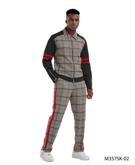 Tazio Men S 2 Piece Track Suit Set Plaid