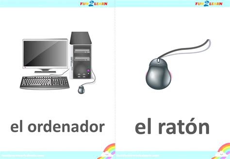 Flashcards (Computer, Mouse, Keyboard, Screen, Desk, Chair, Lamp) f2l ...