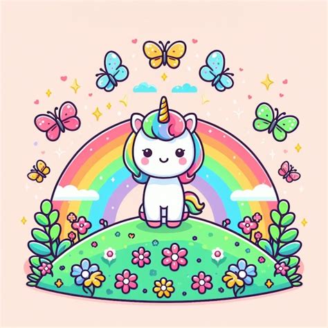 El Arco Iris Del Unicornio Vector Premium