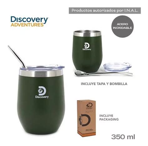 Mate Acero Inoxidable Vaso Térmico Discovery Tapa Bombilla Color Verde