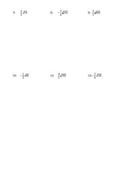 Algebra 1 Radicals Centers Simplify Add Subtract Multiply