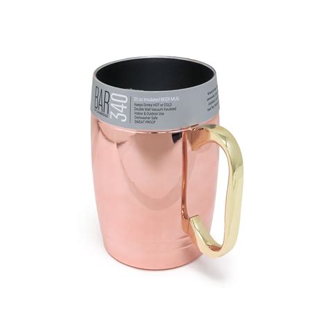 20oz Insulated Beer Mug Copper Exterior Stainless Steel Interior 325″w X 55″ H X 65″ Minimum