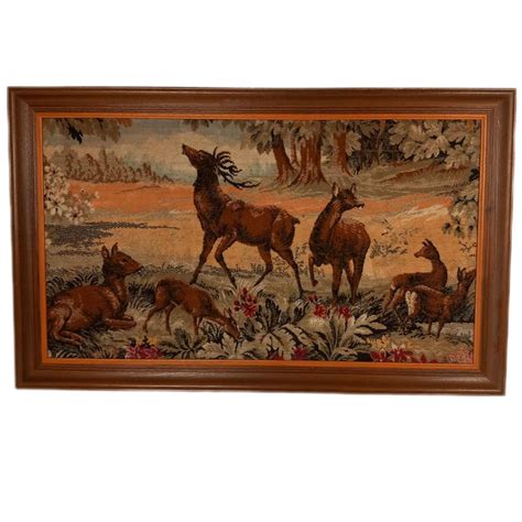 Grand Tableau Vintage Canevas Ancien Tapisserie Label Emma S