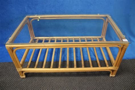 Lot - CANE & GLASS COFFEE TABLE
