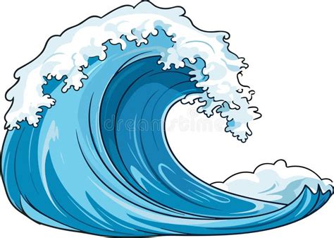 Sea Wave Vector Illustration Of Blue Ocean Wave With White Foam