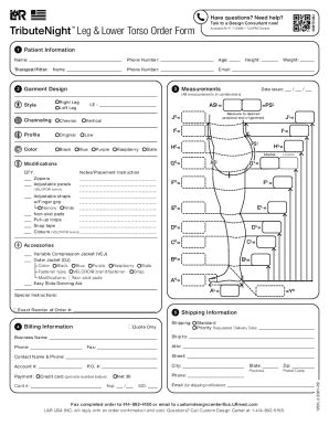 Fillable Online Lower Extremity Garments L R Usa Fax Email Print