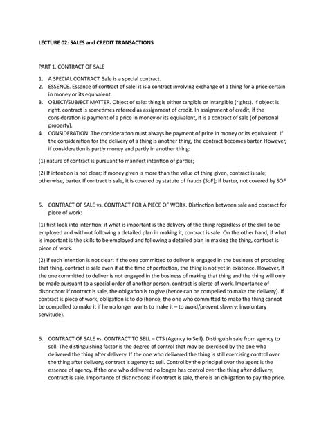 Sales And Credit Transactions Lecture Sales And Credit