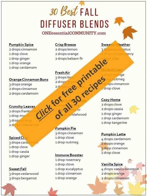 Best Fall Essential Oil Blends For Your Diffuser Free Printable Artofit