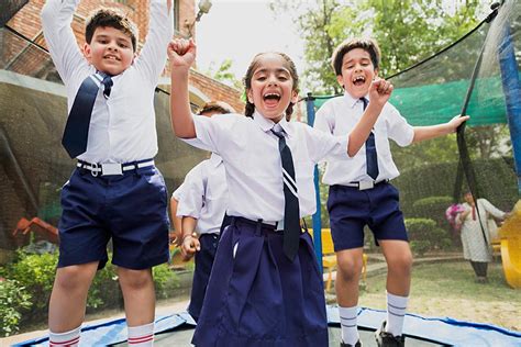 Indian School Kids Students Playing Trampoline -Jhulla Jumping Having ...