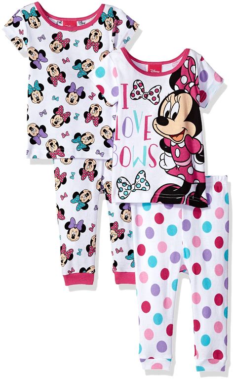 Disney Baby Girls Minnie Mouse 4piece Cotton Pajama Set Bows 24m