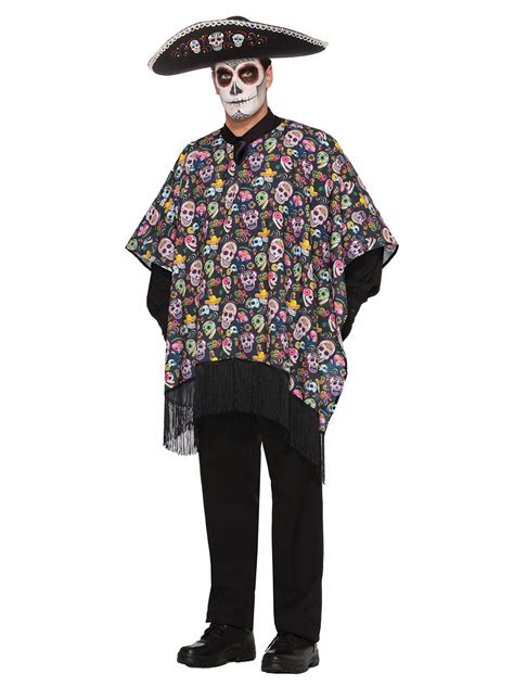 Day of the Dead Poncho Cape Sugar Skulls multicoloured : Deguise-toi, achat de Déguisements adultes