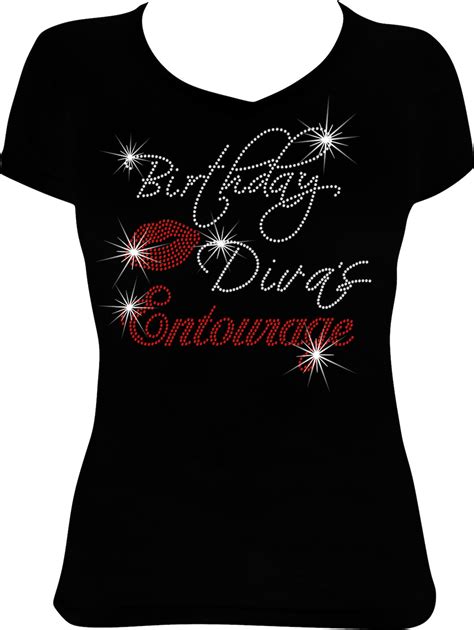 Birthday Divas Entourage Lips Bling Shirt Birthday Bling Shirt