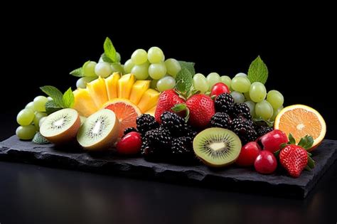 Premium Photo Stylish Presentation Of Fruit Salad With Artistic Plating