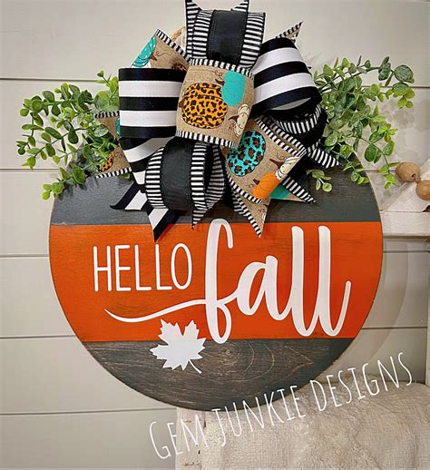 Hello Fall Welcome Door Hanger Welcome Door Hanger Fall Etsy