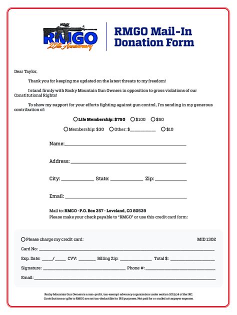 Fillable Online Rmgo Mail In Donation Form Fax Email Print Pdffiller