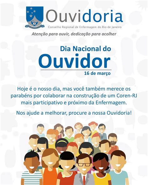 Hoje é Dia do Ouvidor Conselho Regional de Enfermagem do Rio de Janeiro