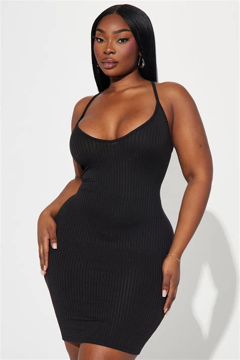 Erin Ribbed Cami Mini Dress Black Fashion Nova