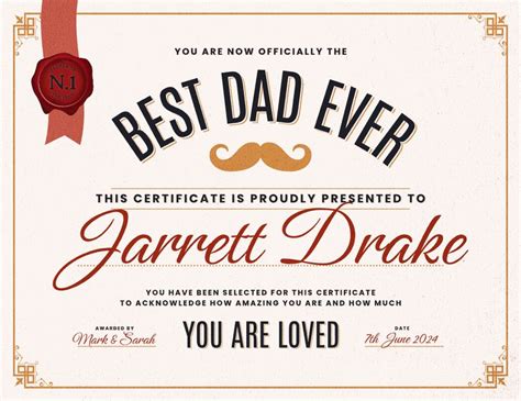 Best Dad Ever Certificate Card Design Template — Customize it in Kittl