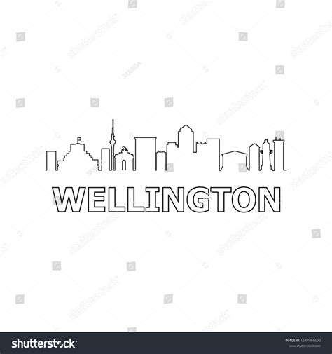 Wellington Skyline Landmarks Silhouette Black Vector Stock Vector