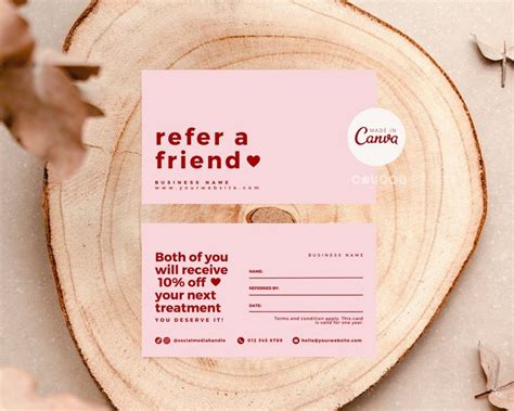 Printable Referral Card Template Refer A Friend Card Custom Loyalty