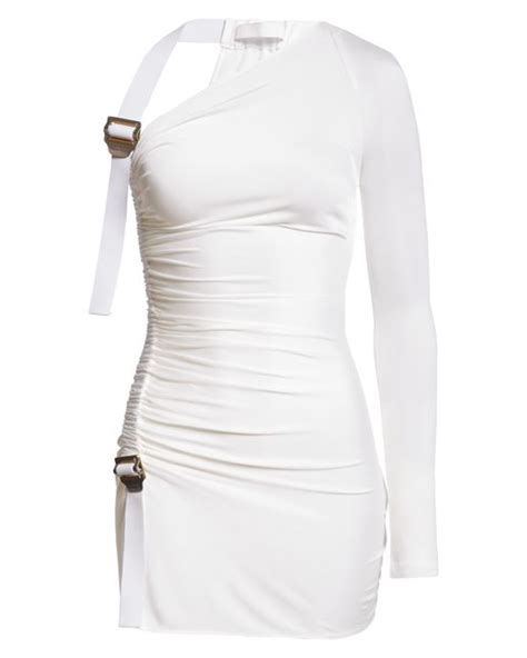 Dion Lee Utility Slider Strap One Shoulder Jersey Dress In White Lyst